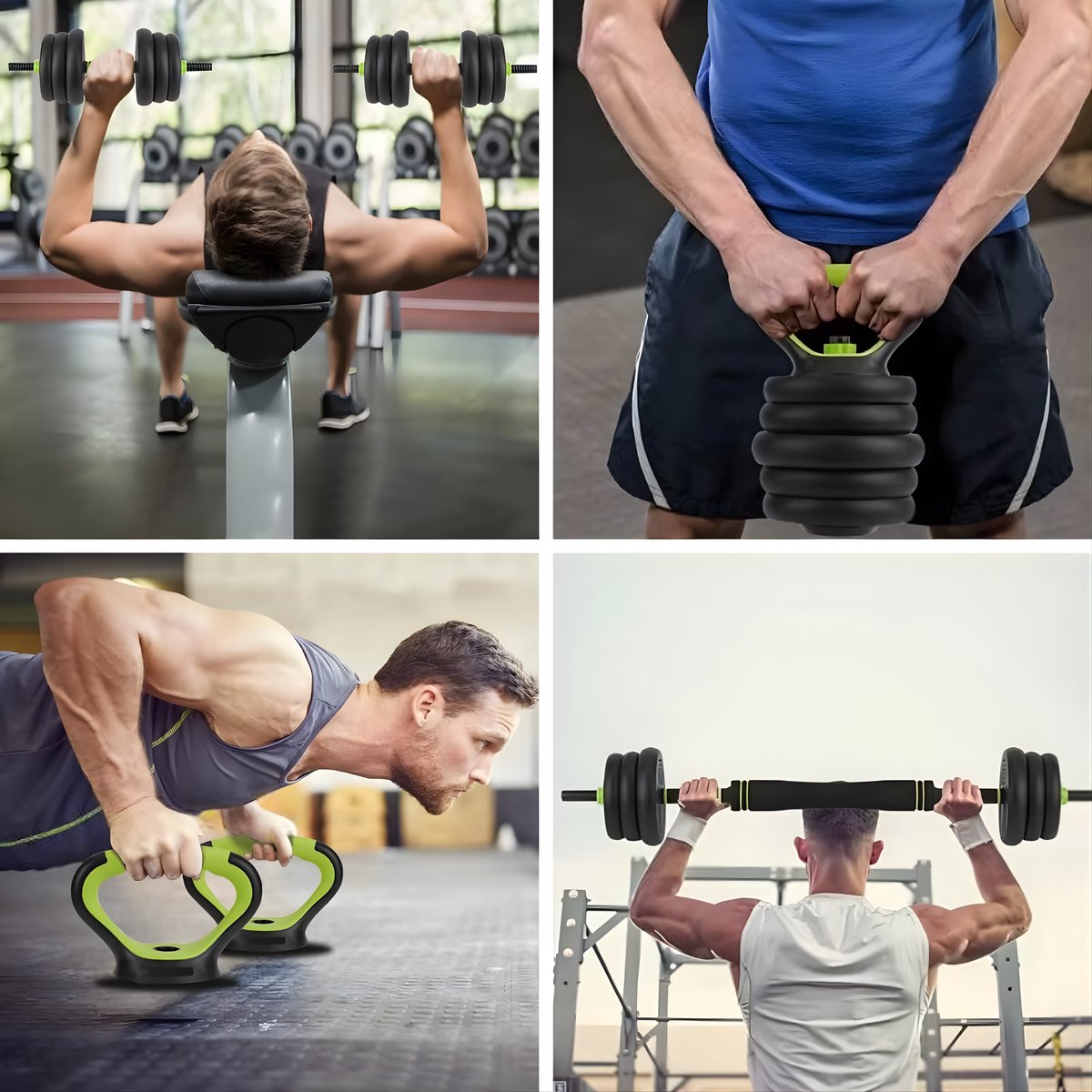 Verstelbare Halterset - Haltergrepen - Verstelbare dumbbells - Voor Thuisgym & Fitnessoefeningen - Dumbbell, Halter, Kettlebell & Push-Up Set - Multifunctioneel Trainingsgewicht - 20kg