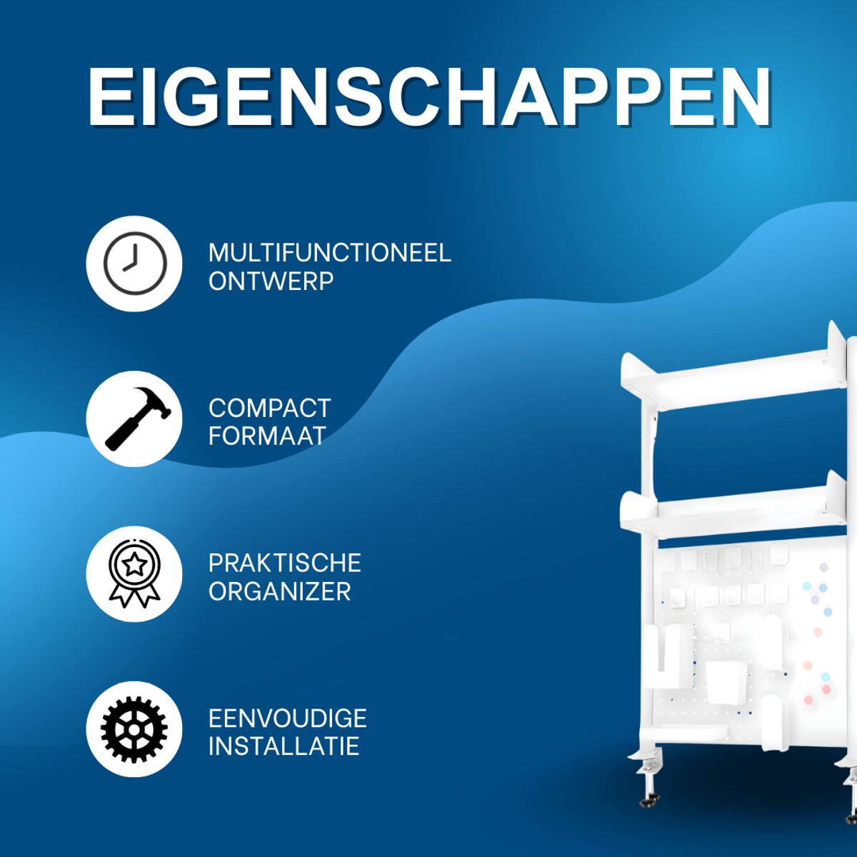 Bureau oranizer - Voor werkplek en studie - Multifunctionele organizer - Compact en praktisch voor op het bureau - Wit