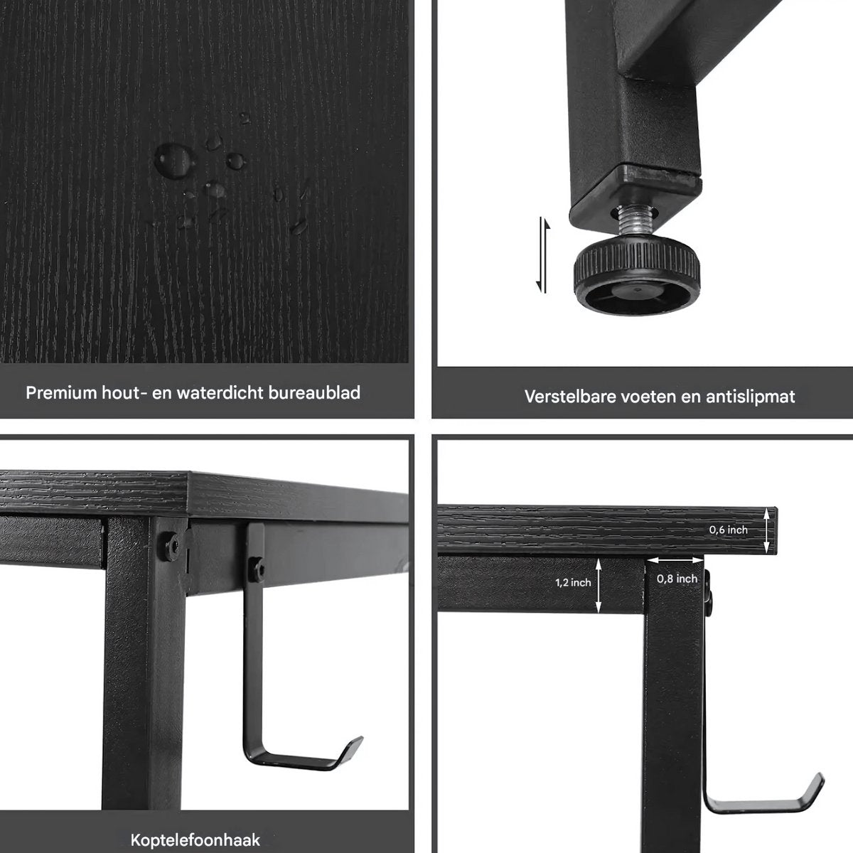 Bureau met open opbergplanken - Multifunctioneel schraagbureau voor thuiskantoor en studiowerkstation - Zwart - 120x60 cm