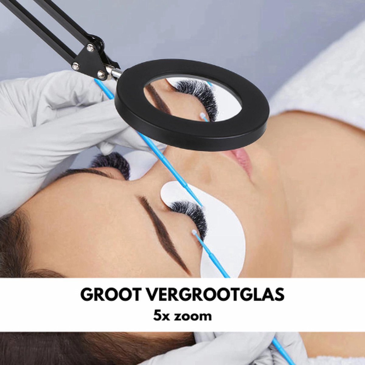Happyment Loeplamp met Led verlichting - 5X Vergroot - Vergrootglas met lamp - Bureaulamp - 10 dioptrie - Zwart