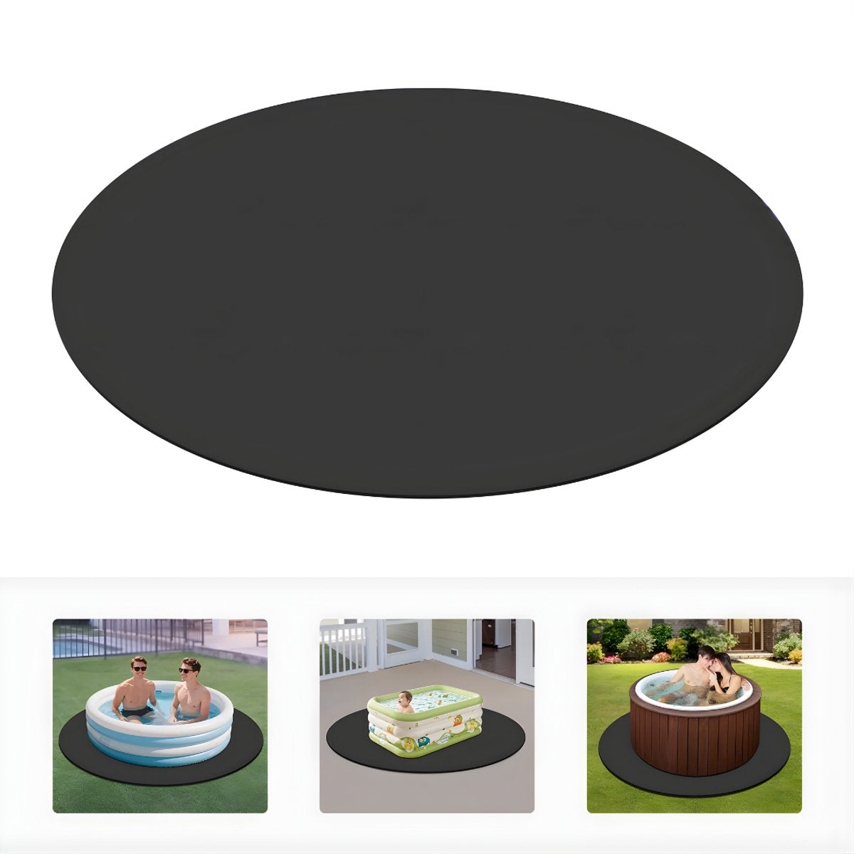 Zwembad grondzeil - Vloerbescherming - Voor hot tubs, spa’s en buitenzwembaden – Voor bescherming en stabiliteit – Zwart/ Waterbestendig