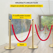 Luxe afzetkoord - 6 meter - Afzetpalen - Afzetlint - Wachtrij Stanchion Barrières - 8-delig