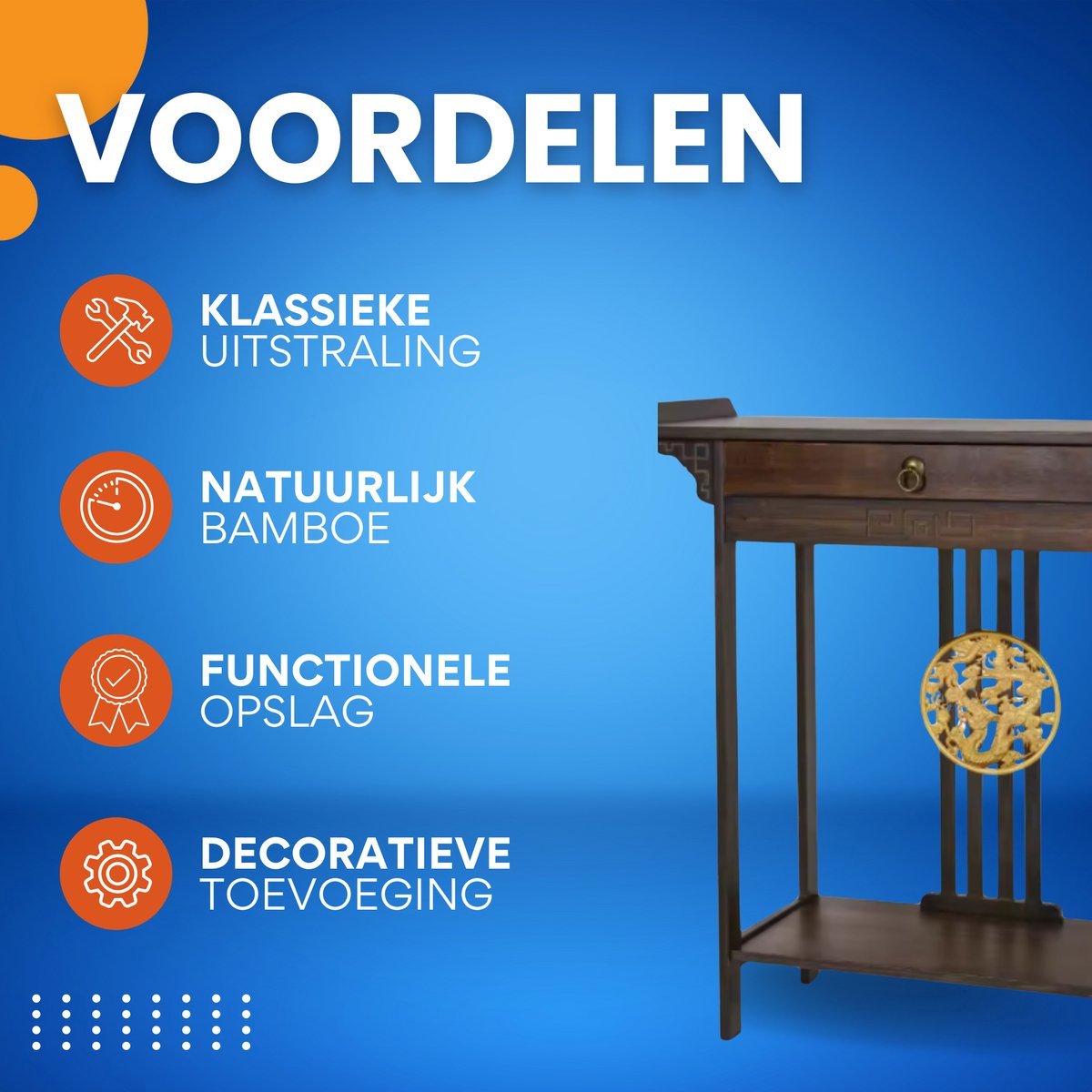 Vintage Vintage consoletafel - Wandtafel met lades - Haltafel - Sidetable - Bruin - 81cm