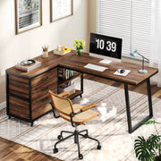 Hoekbureau London - Computerbureau - 135cm - Bruin - Voor thuis of werk - Hout en metaal