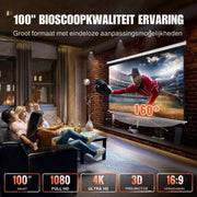 Projectiescherm - 100 Inch HD 4K - Handmatig - Voor Binnen en Buiten - Filmscherm
