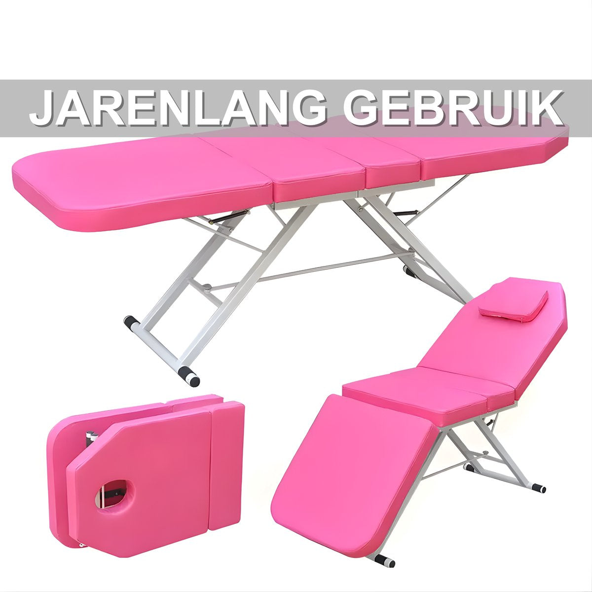 Massagetafel - Behandelbank – Voor schoonheidssalons en spa’s – Geschikt voor massage en tattoo - Roze