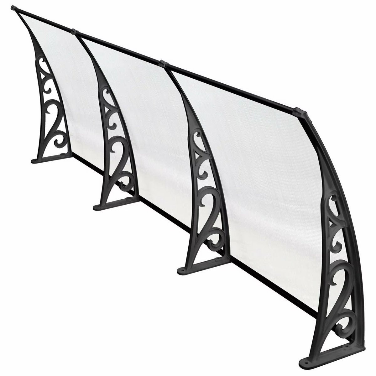 Deur- en Raam Regenhoes - Deurluifel - Overkapping - Moderne Polycarbonaat Zonnescherm en Deurluifel voor Voordeur en Buitenterras - 270x98.5 cm Zwart