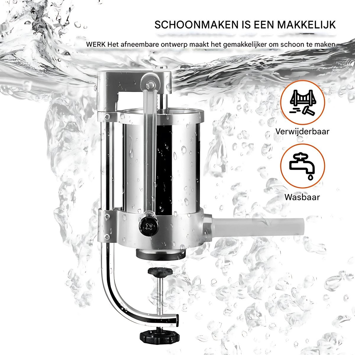 Worstenvuller PRO - 1,5L - Worstenmaker - Worstenvul machine - Handmatige Worstenvulmachine met handslinger