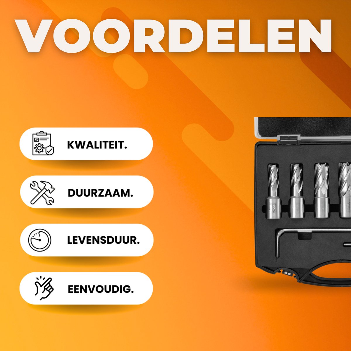 Kroonborenset - Gatenboren - Kernboorset - Voor kernboormachine Kolomboormachine - 6-delig - Accessoires voor Magneetboormachine - Kernborenset