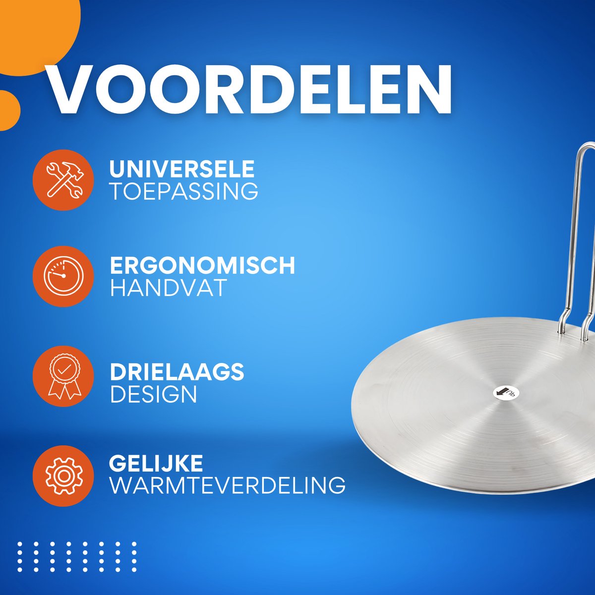 Inductiekookplaat Warmteverdeelplaat met Handvat - Voor IJzeren & Keramisch Kookgerei - 3-Laags Warmteverspreider - Keukenaccessoire voor Alle Kookplaten