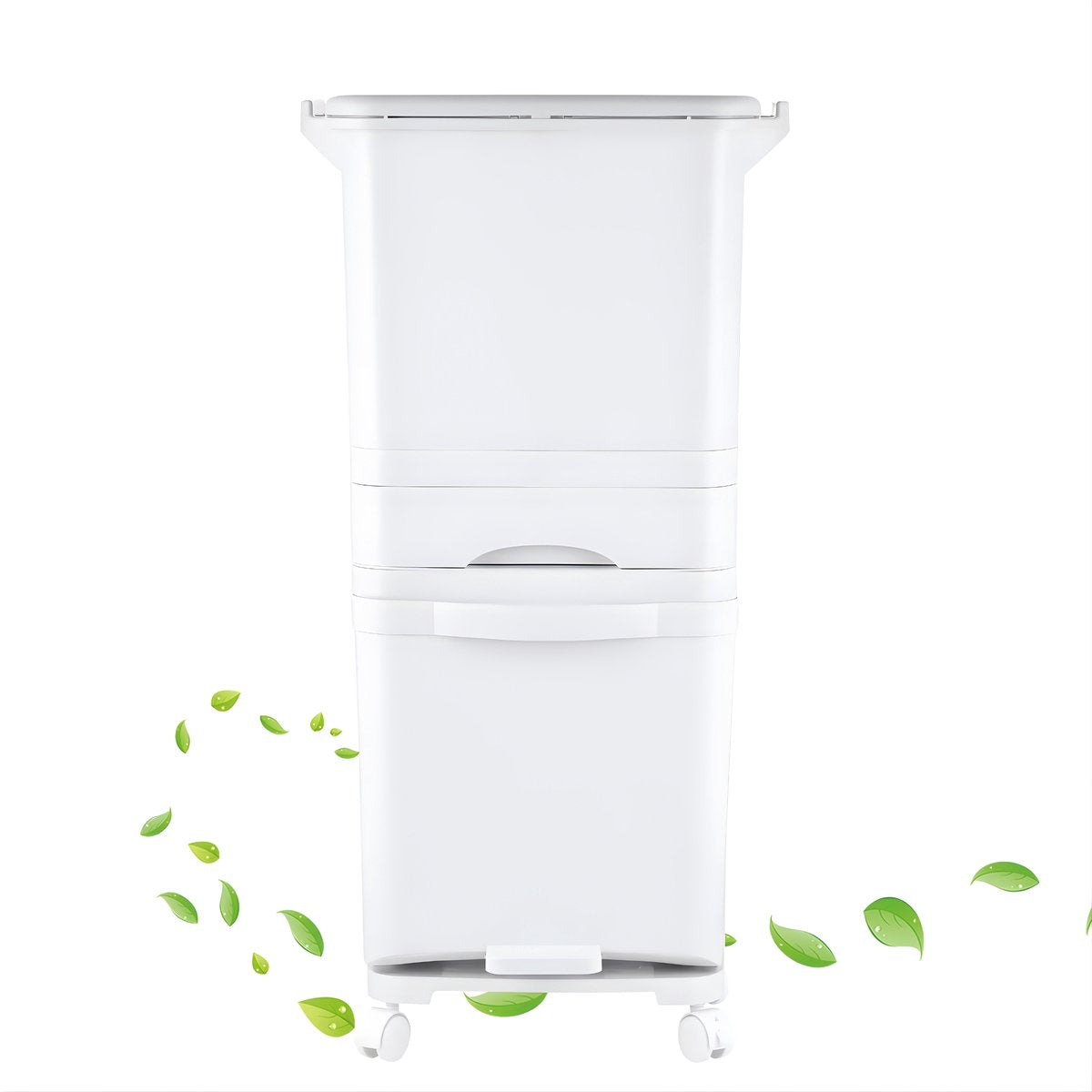 Prullenbak 42L - Grote Capaciteit - Keuken - Scheiding - Voor Thuis, Huishoudelijk & Restaurant - Droge & Natte Scheidingspedaalbak op Wielen