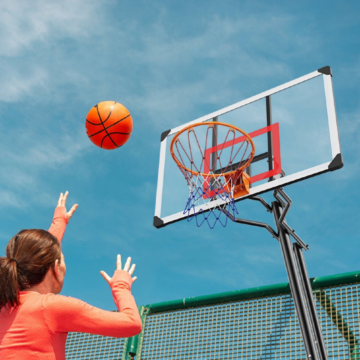 Basketbalpaal PRO - Verstelbare basketbalring - 2.3 tot 3 meter hoog - Voor buiten