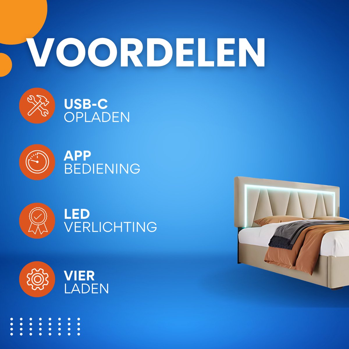 Bed - Tweepersoonsbedden - Tweepersoonsbed - Twijfelaar - Voor Slaapkamer - Met LED-verlichting, USB-C Oplaadfunctie, Lattenbodem & Opbergruimte - Linnen Bekleding - Inclusief Matras - 140x200 cm