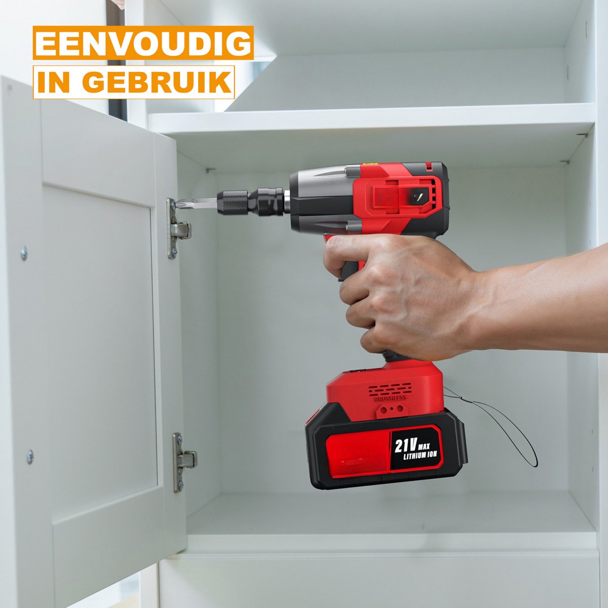 Draadloze Slagmoersleutel - 1/2" Borstelloos Power Impact Gun - 1500Nm Elektrische Sleutel - 4 Stopcontacten & 12 Schroevendraaierbits