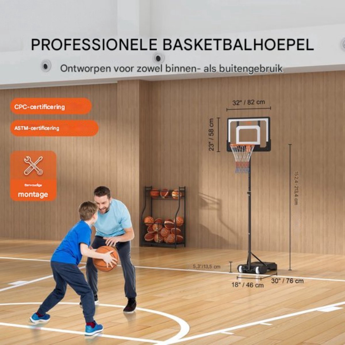 Verstelbare basketbalpaal PRO - Basketbalring - Voor buiten
