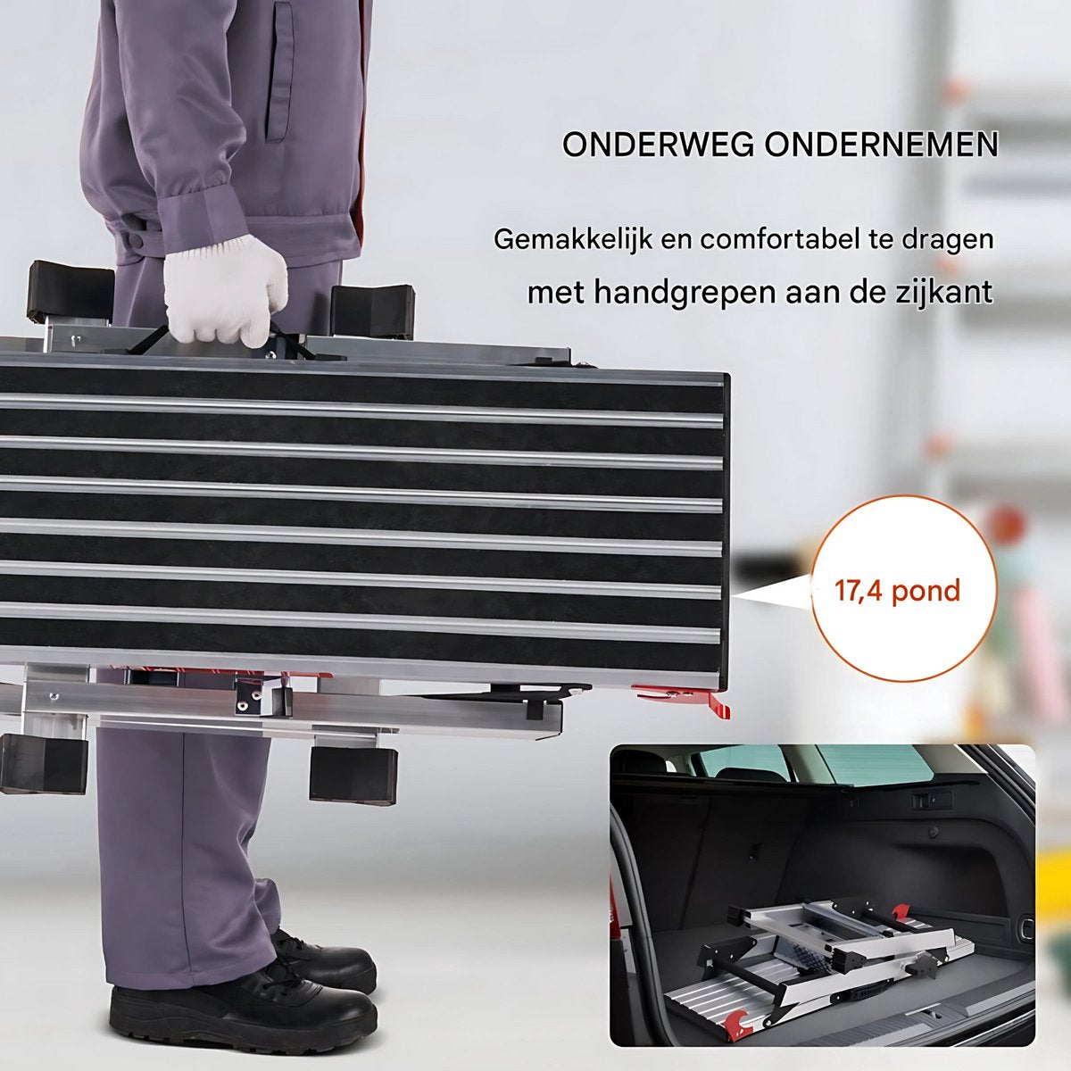 Aluminium Werkkruk - 200KG - Stevig - Opstapje - Krukje - Opklapbare - Zilver