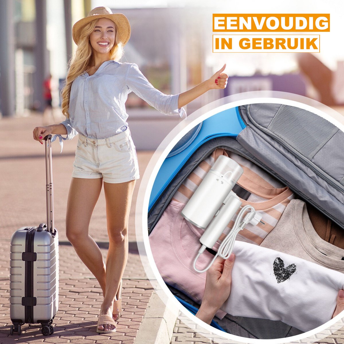 Kleding Stomer Vareo - 1200W - Draagbare Stoom Stofijzer - Opvouwbare Kledingstomer voor Huis & Reizen