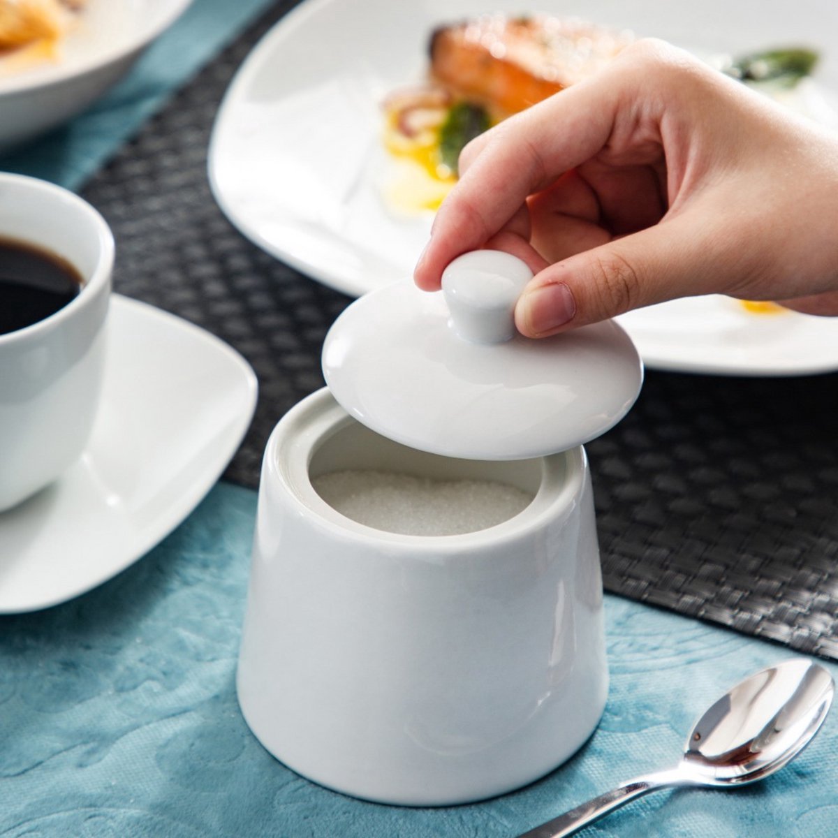 Grandeur Bordenset – Serviesset – 6 persoons - 50 delig – Wit Keramisch – Breakfast Plates – Elegant tafelservies