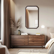 Wandspiegel Luxeus - Organisch - 70x120cm - Voor Woonkamer, Slaapkamer & Badkamer - Decoratieve - Walnoothouten Frame
