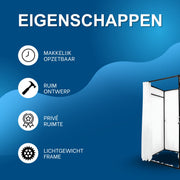 Paskamer met gordijn - Pashok - Opvouwbaar - Kleedkamer - Voor kledingwinkels - Wit