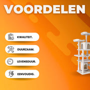 Kattentoren - Krabpaal - Grote Kattenboom met Stabiele Klimboom en Speelhuishangmat - Kattenkrabpaal 170 cm met Plank - Beige