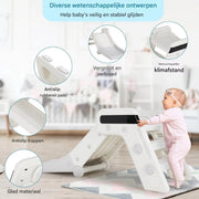 Glijbaan voor Kinderen - Buitenspeelgoed - Indoor & Outdoor Kinderplezierglijbaan - Dubbel Opvouwbaar, Voor Peuters van 1-3 Jaar - Geweldig Cadeau voor de Kleintjes - Wit & Grijs