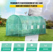Tuinkas - Inlooptunnelkas Groen - 5x2x2 m - Met Gegalvaniseerd Waterdicht Frame