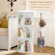 Boekenkast kind - Roterende boekenrek - Voor kinderkamer of woonkamer - Speelgoed- Wit