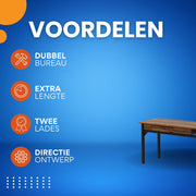 Bureau met lades - Kantoor - 200cm - Computerbureau - 2 personen