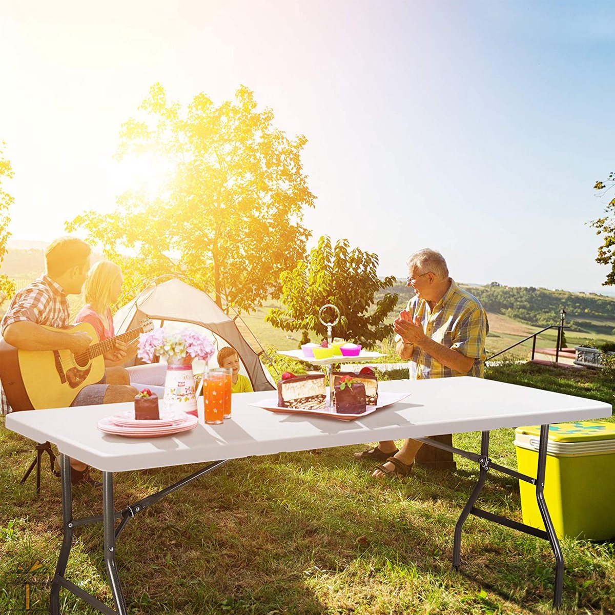 Happyment Camping klaptafel - 4 personen - Inklapbaar - Picknicktafel - Kinderen & volwassenen