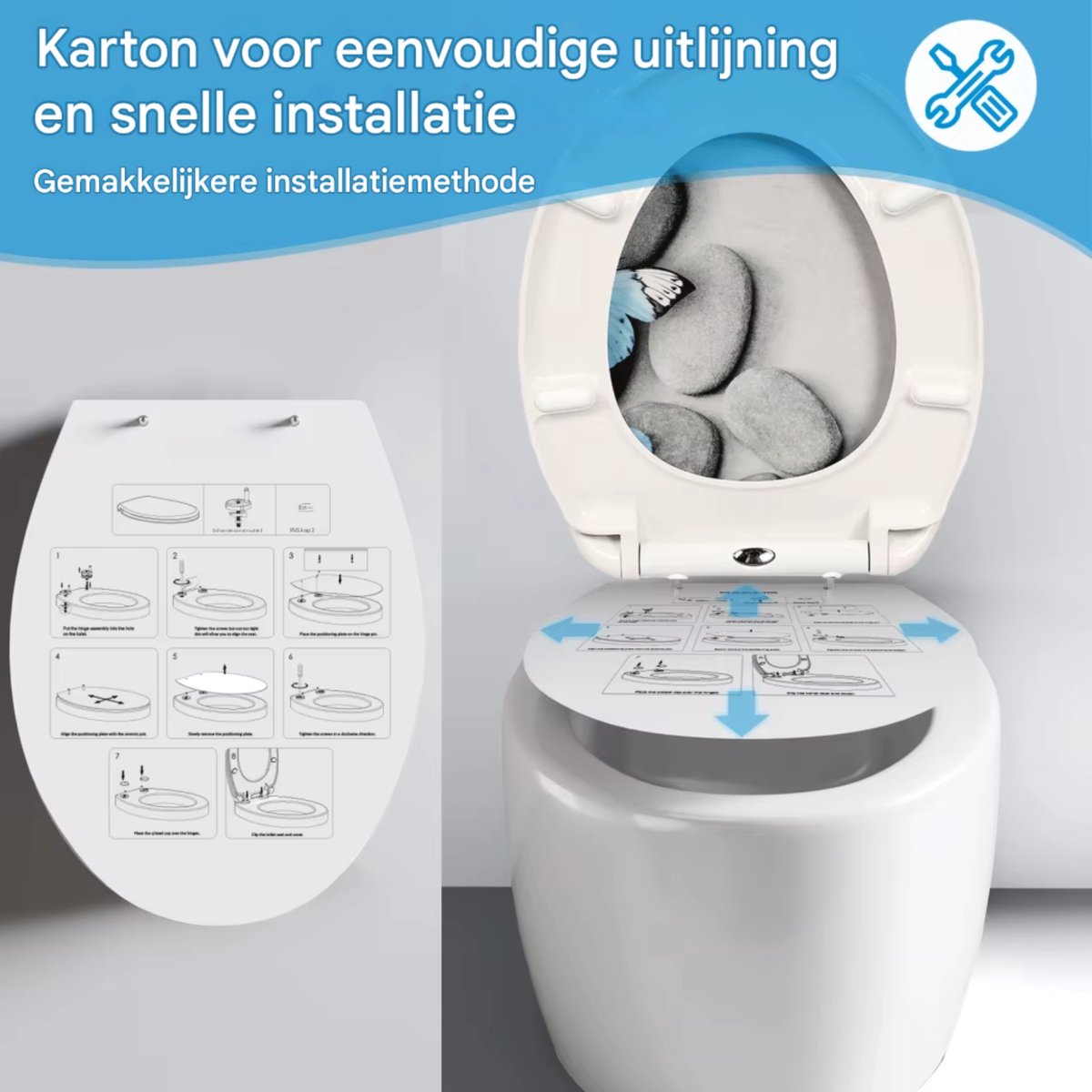 WC-bril - Toiletbril – Voor Toilet & Badkamer – Soft-Close - Ureum-Kunststof - Met print