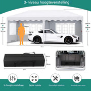 Luxe partytent - Opvouwbaar - Met zijwanden - wit - 300x600cm - Easy up - Paviljoen - Waterdicht weerbestendig - In hoogte verstelbaar