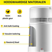 Happyment Destilleerapparaat 4L- Distiller - Destilleer Ketel - Destilleren - Waterontharder - Water - Vergister