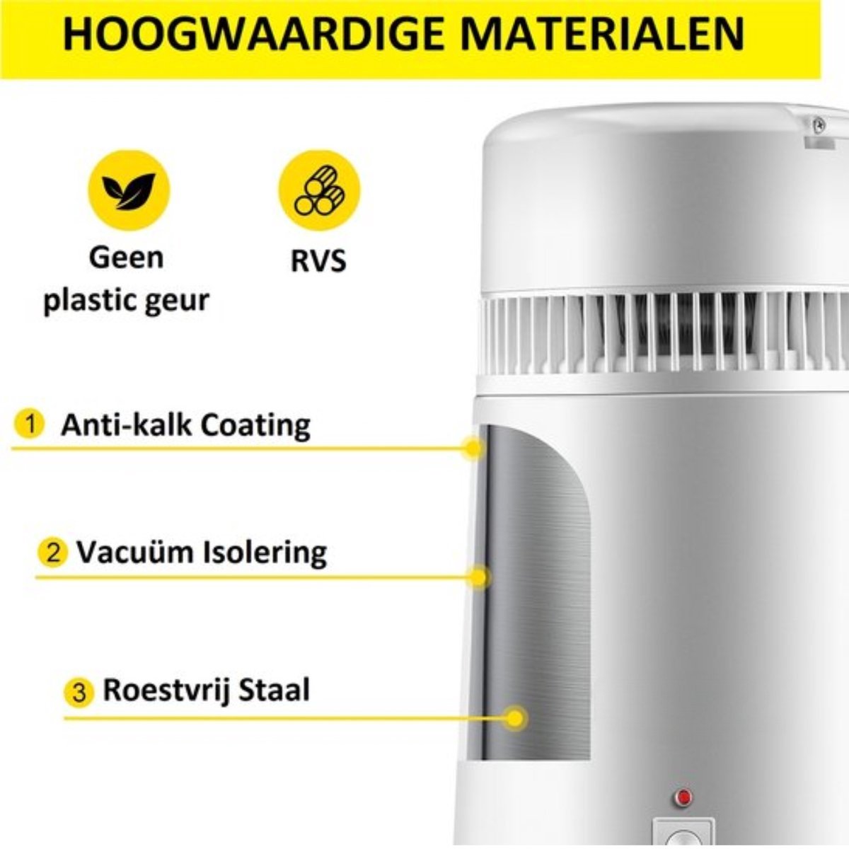 Happyment Destilleerapparaat 4L- Distiller - Destilleer Ketel - Destilleren - Waterontharder - Water - Vergister