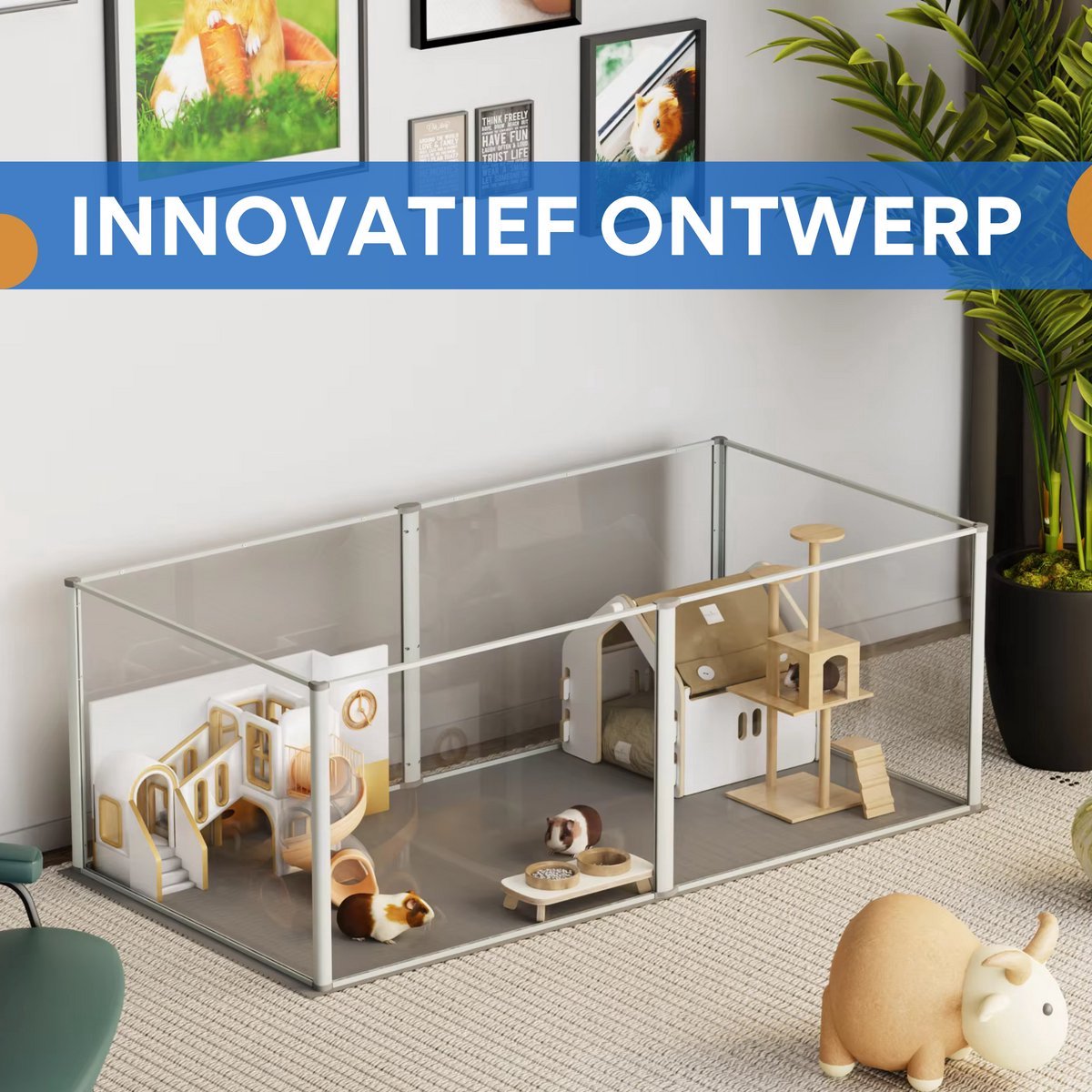 Tavien Hamsterkooi - Ren - Voor Binnen - Huisje - Knaagdieren ren - Cavia