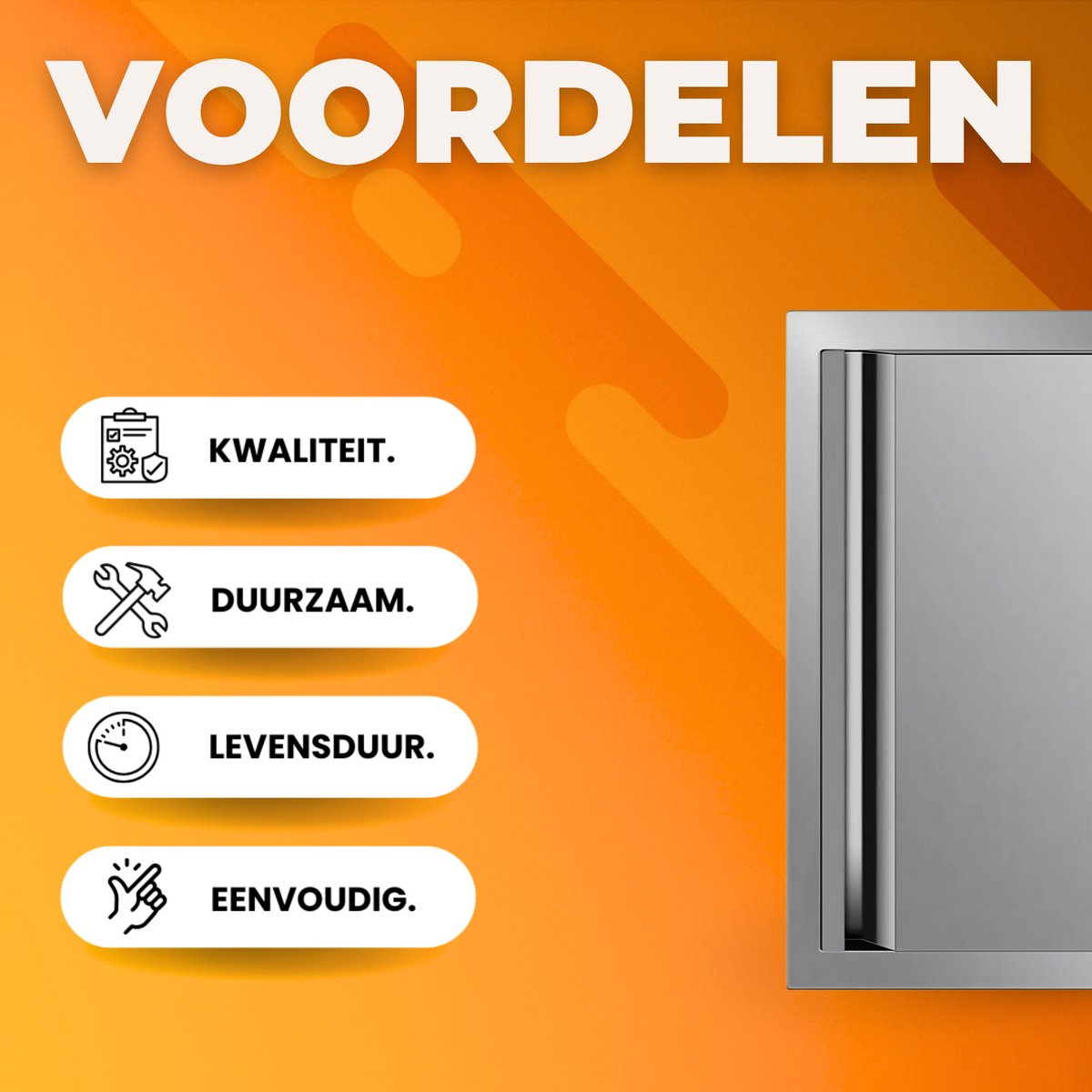 BBQ Toegangsdeur - Dubbele RVS Buitenkeukendeur - 43,2 x 61 cm