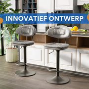 Barkrukken Mumba Tavien - Set van 2 - Met rugleuning - Verstelbaar - Voor Keuken, Bar of woonkamer - Draaibaar - Grijs