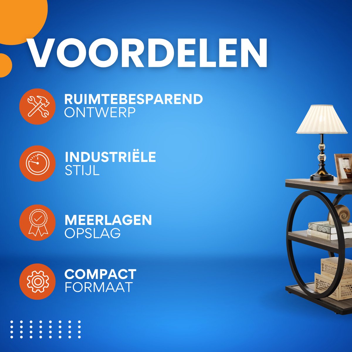 Luxe Bijzettafel Madini - Voor woonkamer of slaapkamer - Nachtkast - Grijs