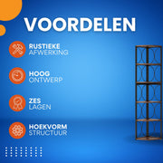 6-laags Hoek Boekenkast - Boekenplank - Wandplank - Boekenrek - Voor kleine/smalle ruimtes - Coffee