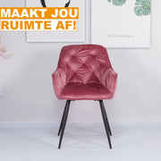 Happyment Eetkamerstoelen Fluweel - Roze - Woonkamerstoelen - Fauteuil velvet - Keukenstoelen - Kuipstoel - Set van 2