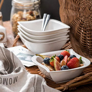 Elegant Salade kommen – 6 persoons – 6 delig – Wit Keramisch – Dinerborden – Kleine Borden