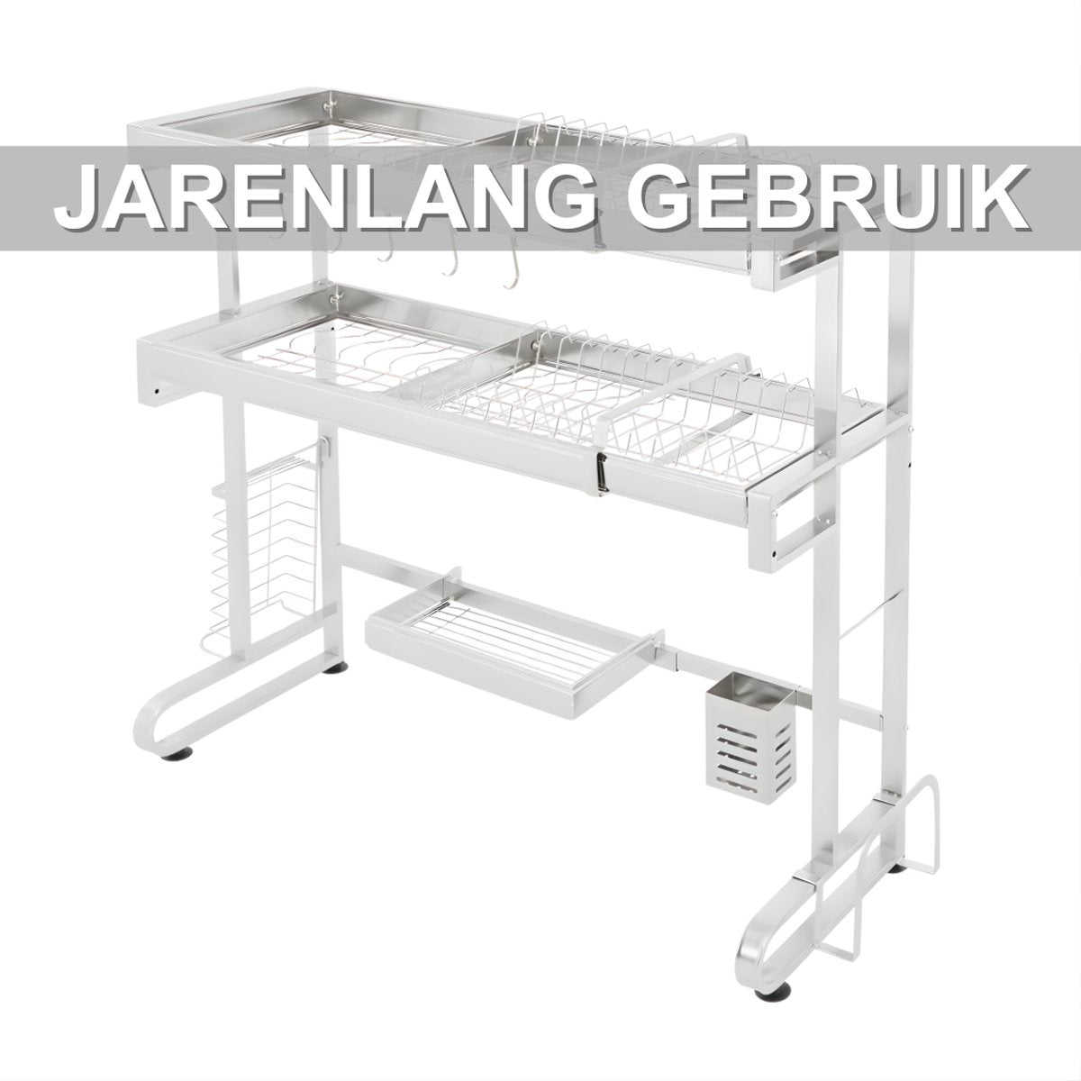 2-lagen Aanrecht afdruiprek - Droogrek - Keuken accessoire - Voor boven de gootsteen in de keuken - Roestvrij staal