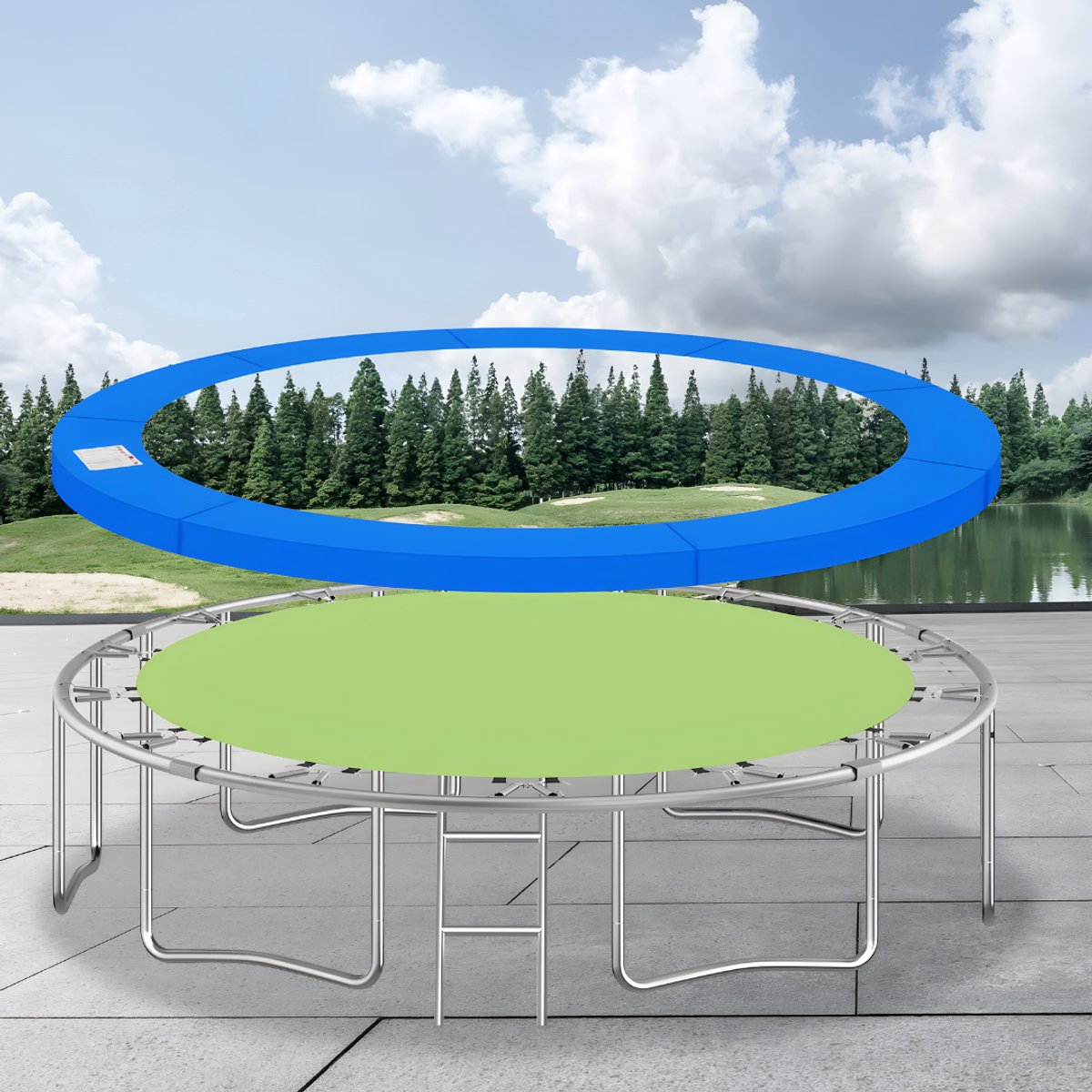 Trampoline Randkussen - Beschermkussen - Beschermrand - Trampolinerand - Diameter buitenring: 4,2 m - Blauw