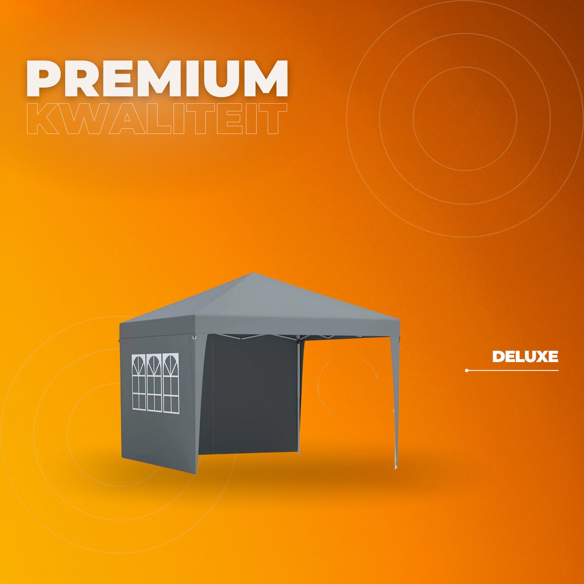 Partytent met zijwanden - 300x300cm - Feesttent - Opvouwbaar - Donkergrijs - Easy up - Paviljoen - Waterdicht weerbestendig - In hoogte verstelbaar