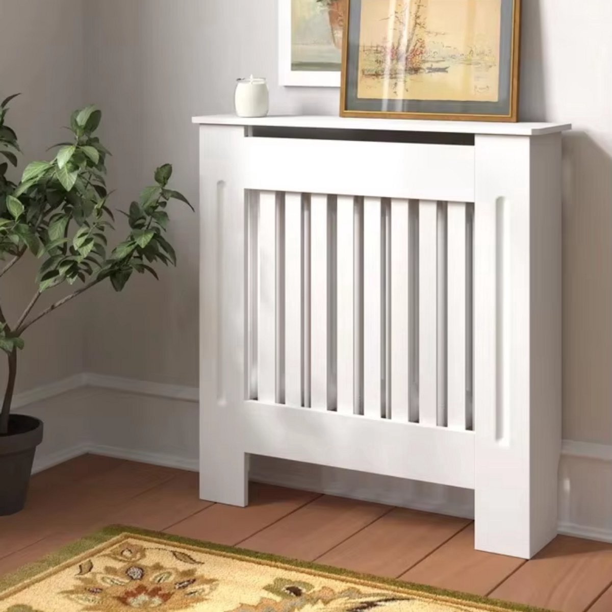 Grandiose Radiatorombouw - 111x92 cm - Ombouw rooster - Horizontale panelen - MDF - Stijlvol - Grijs