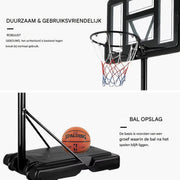 Basketbalpaal - Basketbalstandaard - Basketbalring - Met wielen - In Hoogte Verstelbare Ring - Water- en Zandgevulde Basis - Voor Kinderen en Volwassenen - Buitenshuis gebruik - Zwart