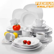 Noble Dinerborden – Serviesset – 6 persoons – 30 delig – Wit Keramisch – Breakfast Plates – Stijlvol keramiek