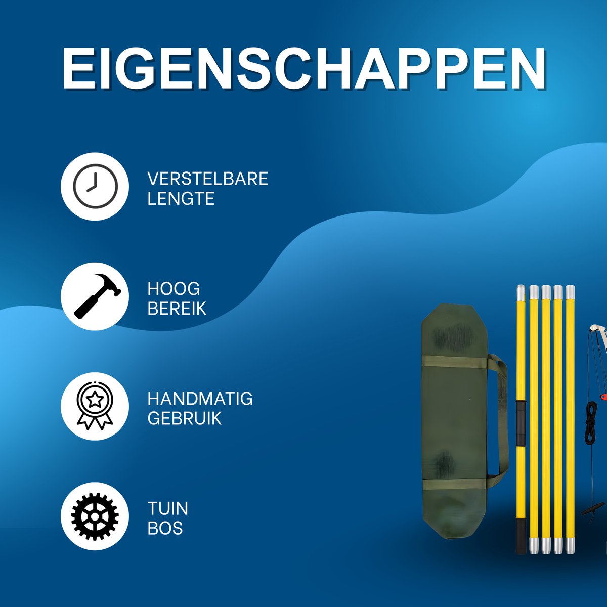 Telescopische takkenzaag - Geel - Takkenschaar - Snoeizaag - 8 meter - Verstelbare lengte - Voor tuin