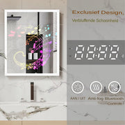 Muziek Badkamerspiegel Rond - Met bluetooth en RGB verlichting - 60x70cm - Voor Badkamer, Make-up & Wandmontage - Dimbaar licht