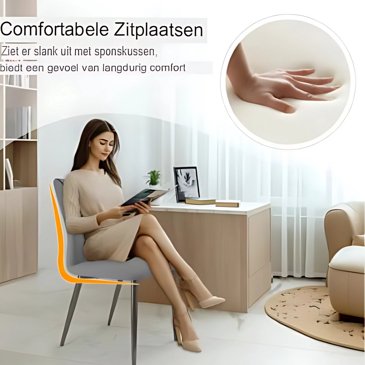 Eetkamerstoelen Lavio - Set van 2 - Elegante Keuken- of Restaurantstoel - Lounge - Khaki